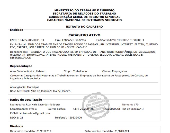 Acesse nossa CARTA SINDICAL, ESTATUTO e CERTIDÃO